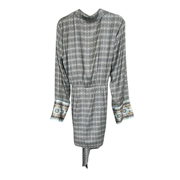 Free People Silky Rillo Shirt Dress Blue Multi XL - Picture 3 of 11